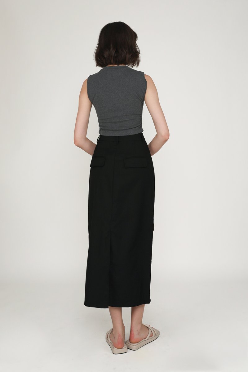 Petite Flyn Tailored Maxi Skirt (Black) | The Tinsel Rack