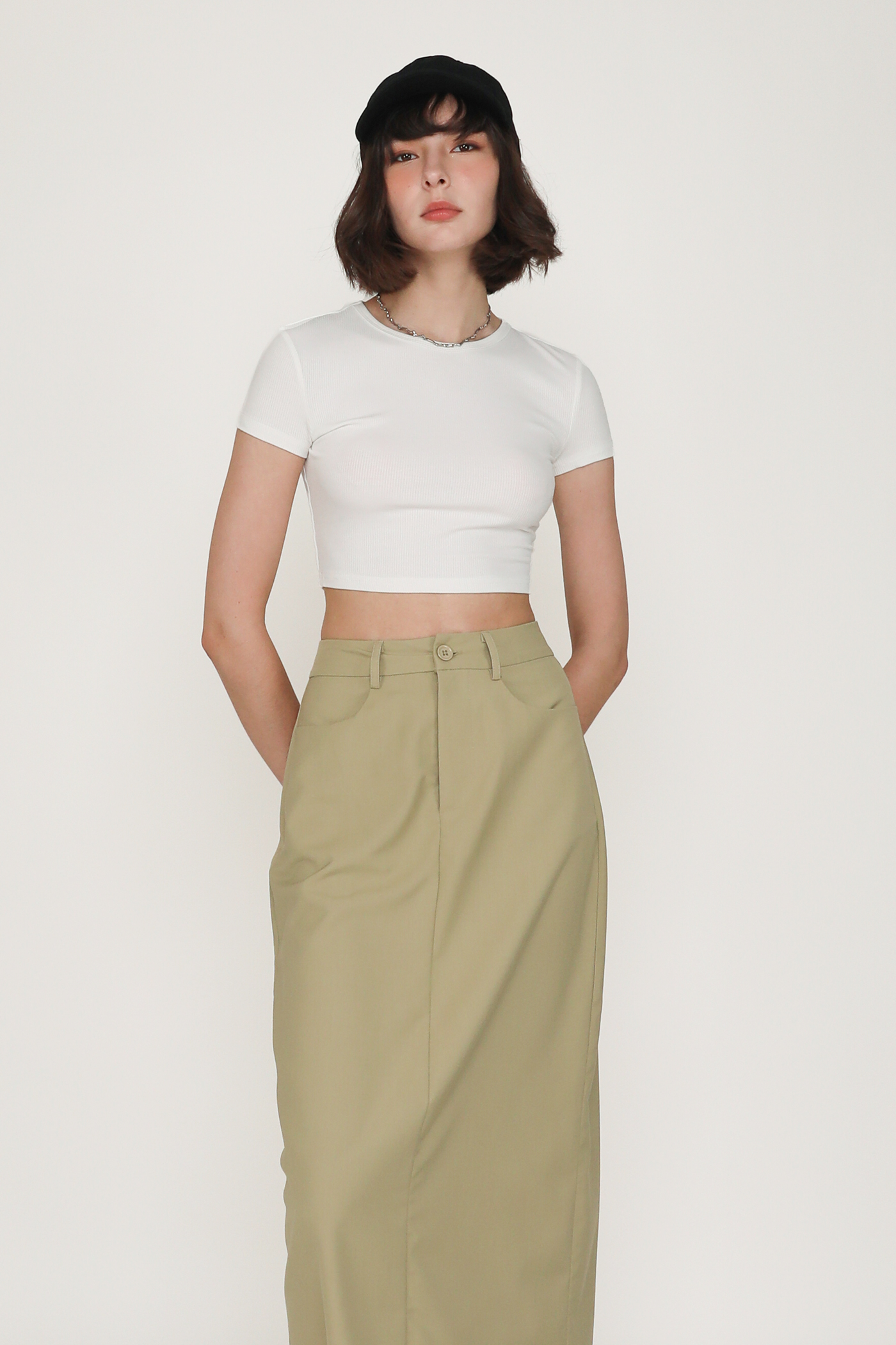 Petite Flyn Tailored Maxi Skirt Pistachio The Tinsel Rack