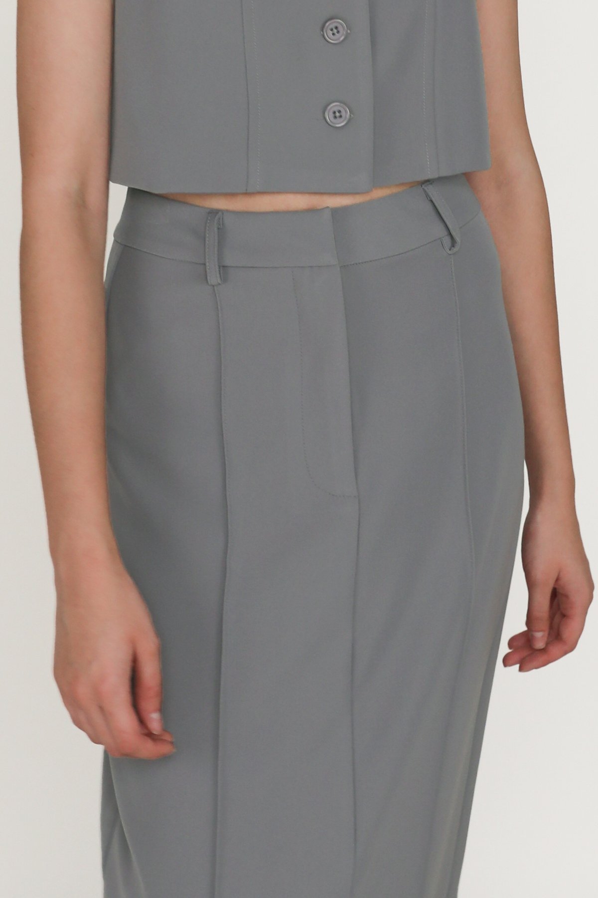 Dayne Column Maxi Skirt (Suit Grey)