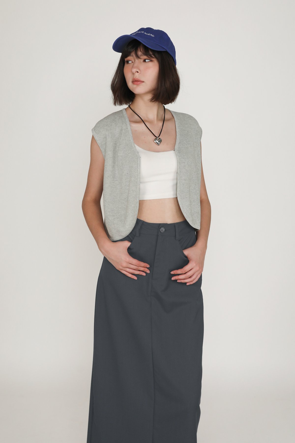 Flyn Tailored Maxi Skirt (Gunmetal Grey)