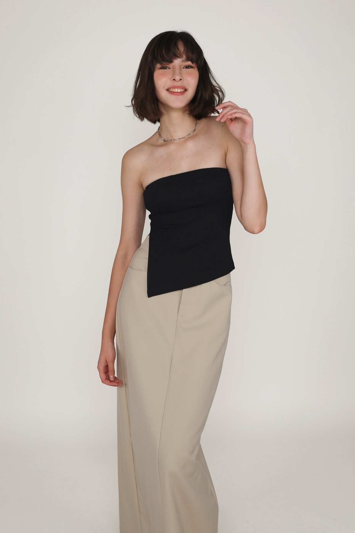 Flyn Tailored Maxi Skirt (Beige Sand)