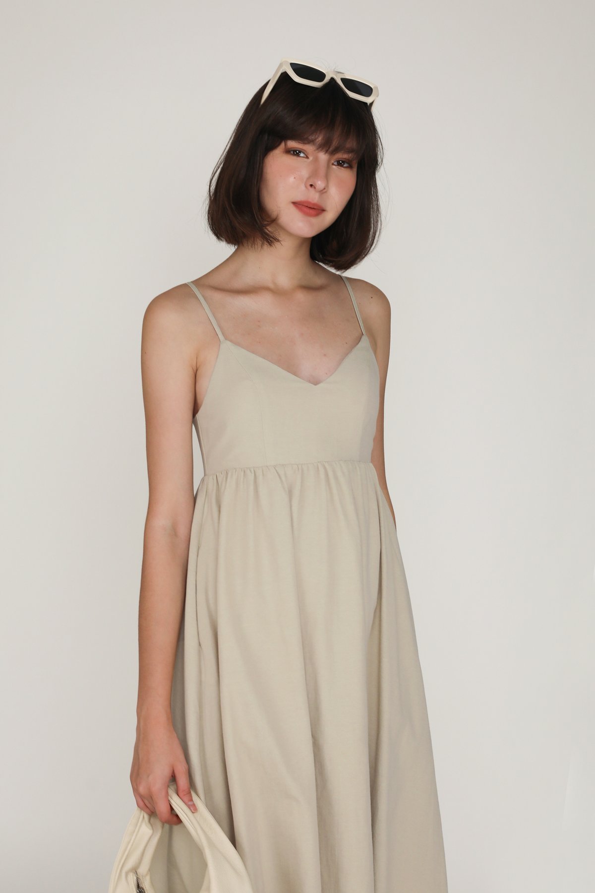 Sade Cotton Midi Dress (Flax)