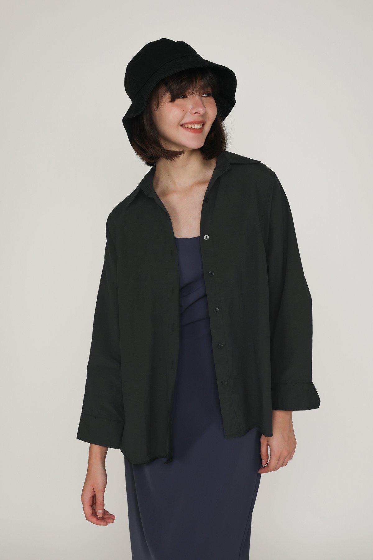 Silas Two Way Oversized Shirt (Black)