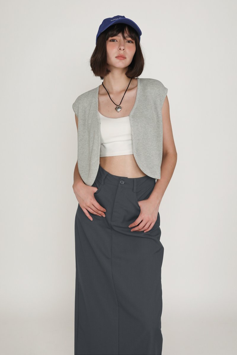 Flyn Tailored Maxi Skirt (Gunmetal Grey) | The Tinsel Rack