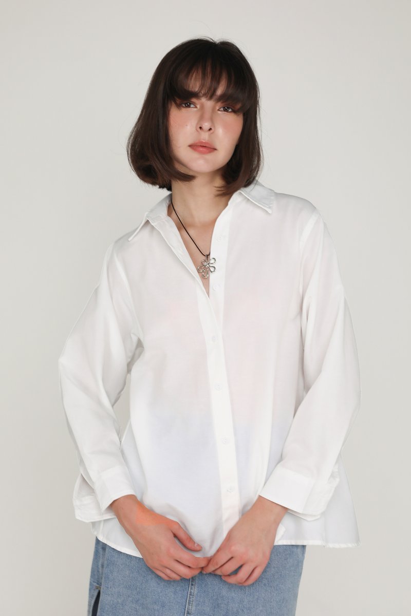 Silas Two Way Oversized Shirt (White) | The Tinsel Rack