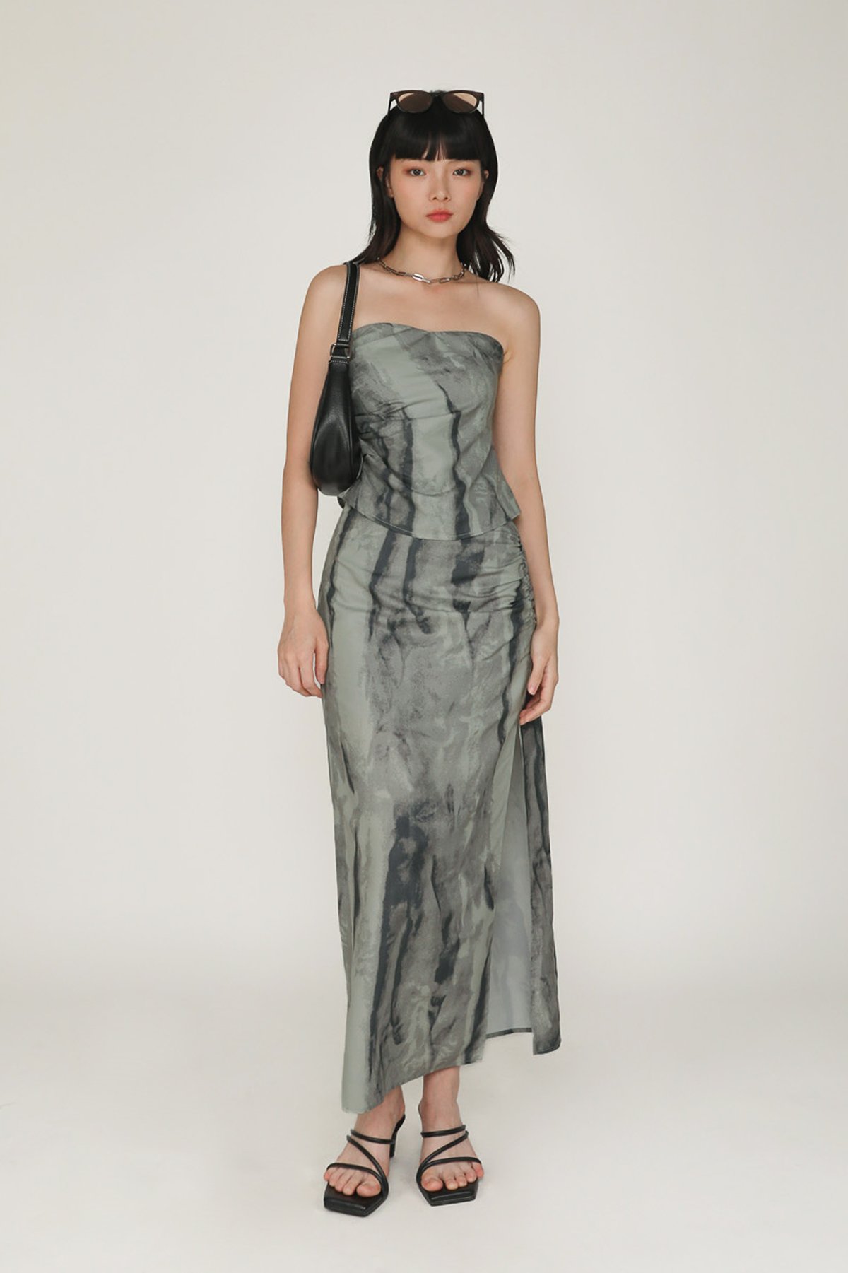 Amina Ruched Side Maxi Skirt (Printed) Limited Edition