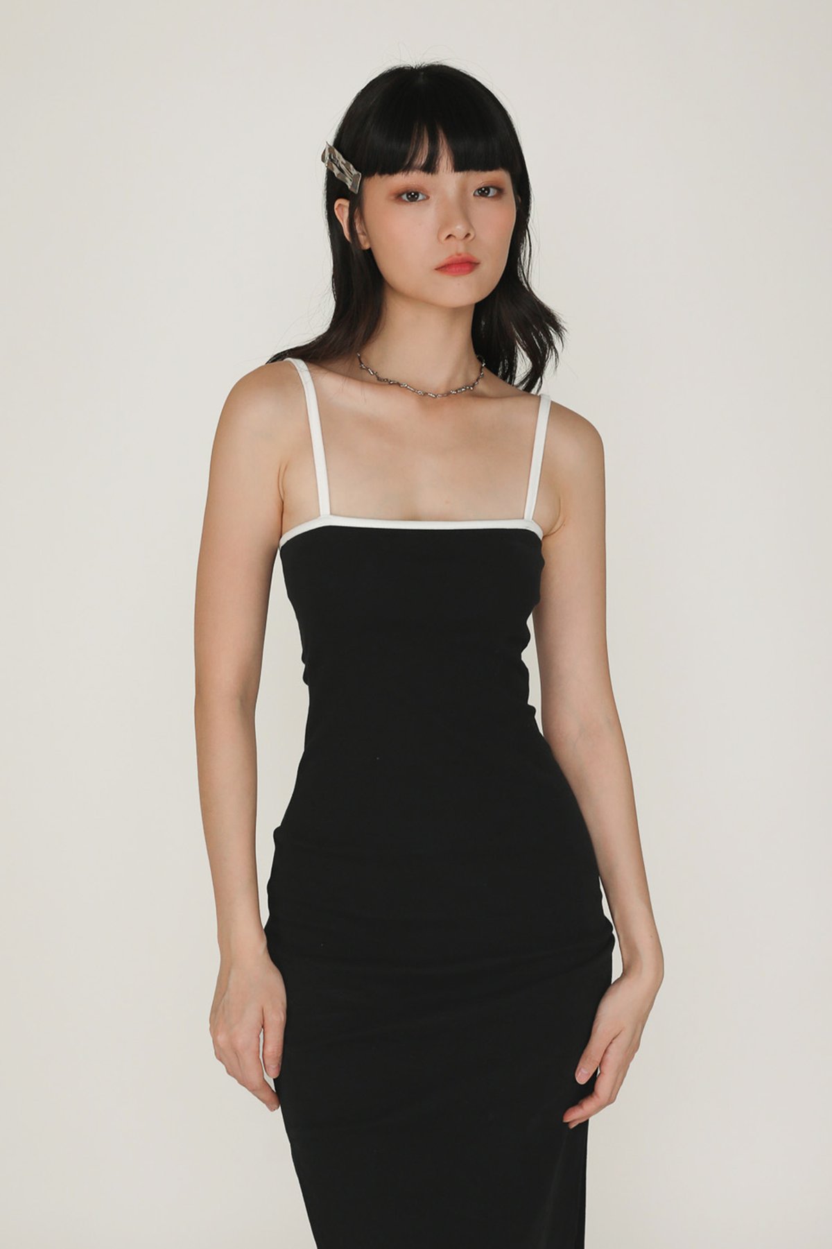 Ari Contrast Padded Dress (Black) Limited Edition