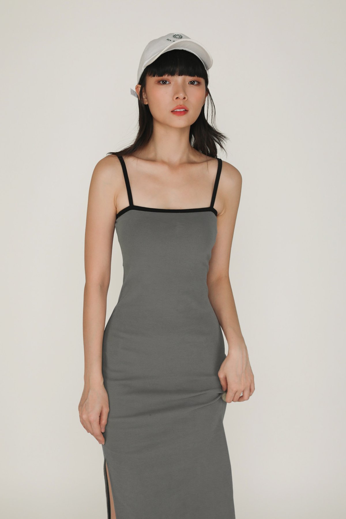 Ari Contrast Padded Dress (Grey) Limited Edition