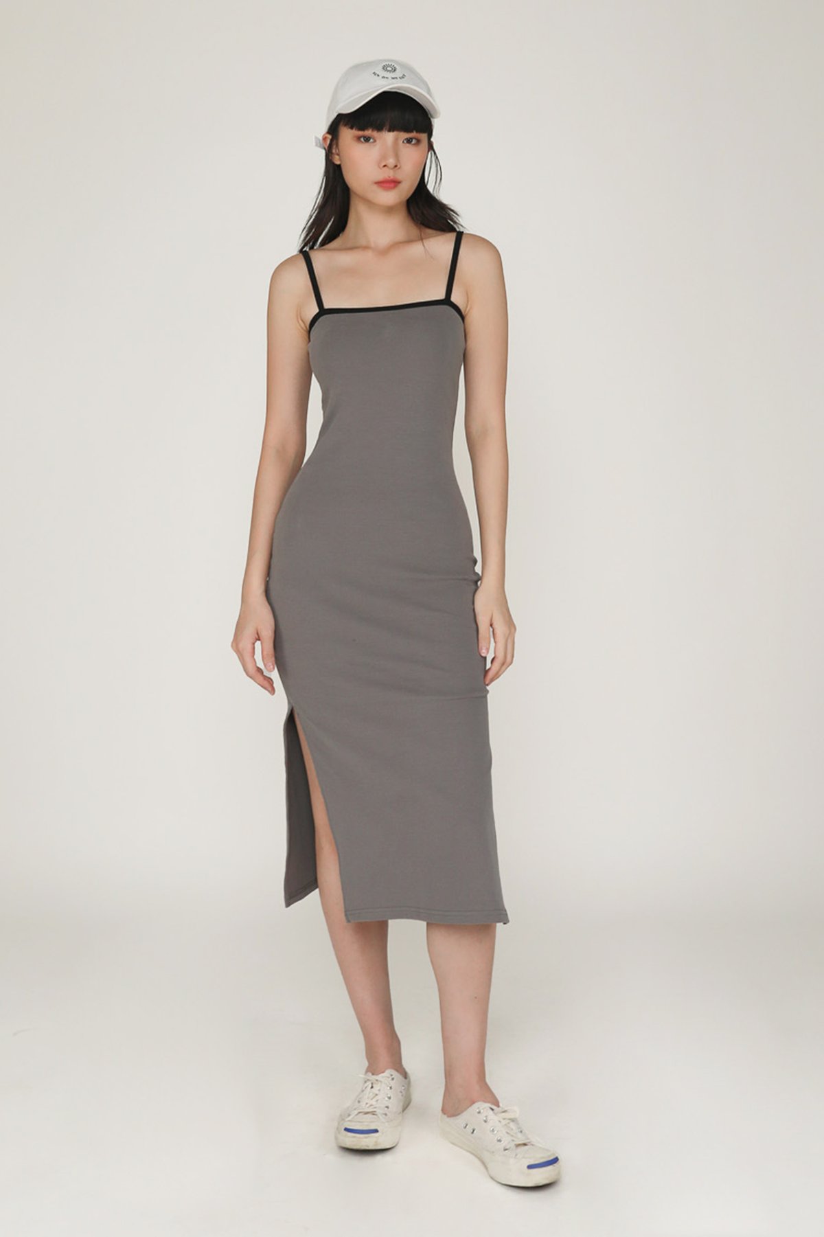 Ari Contrast Padded Dress (Grey) Limited Edition