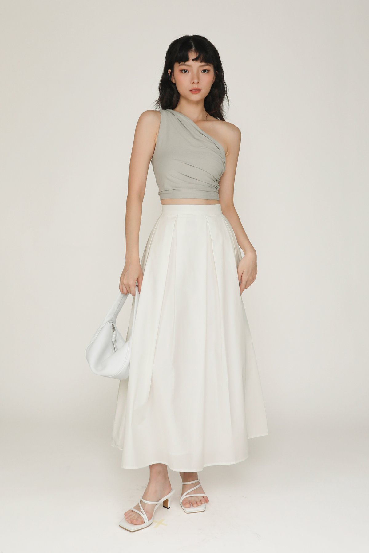 Giada Pleated Maxi Skirt (White)