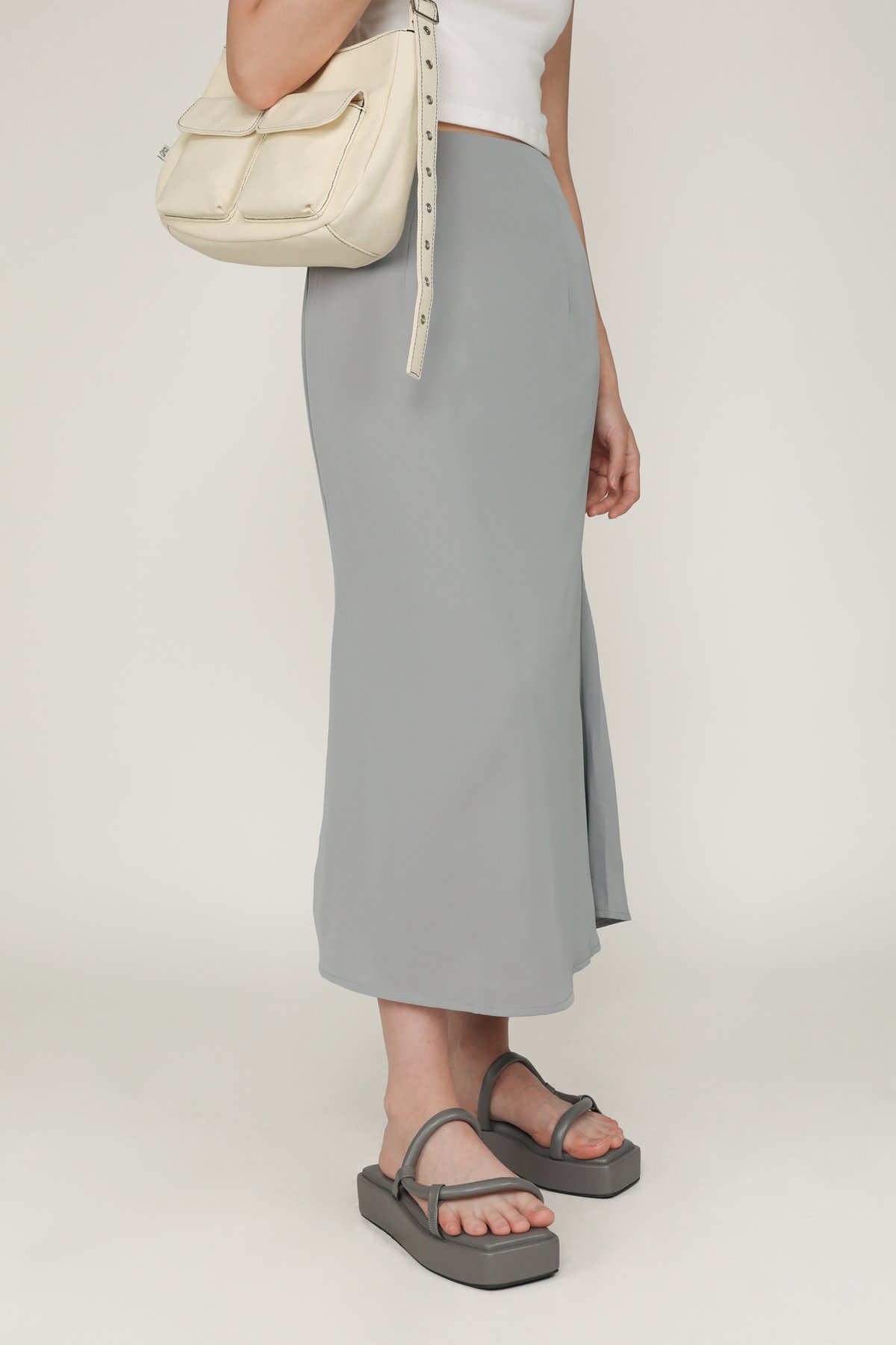 Gloria Fishtail Midi Skirt (Grey)