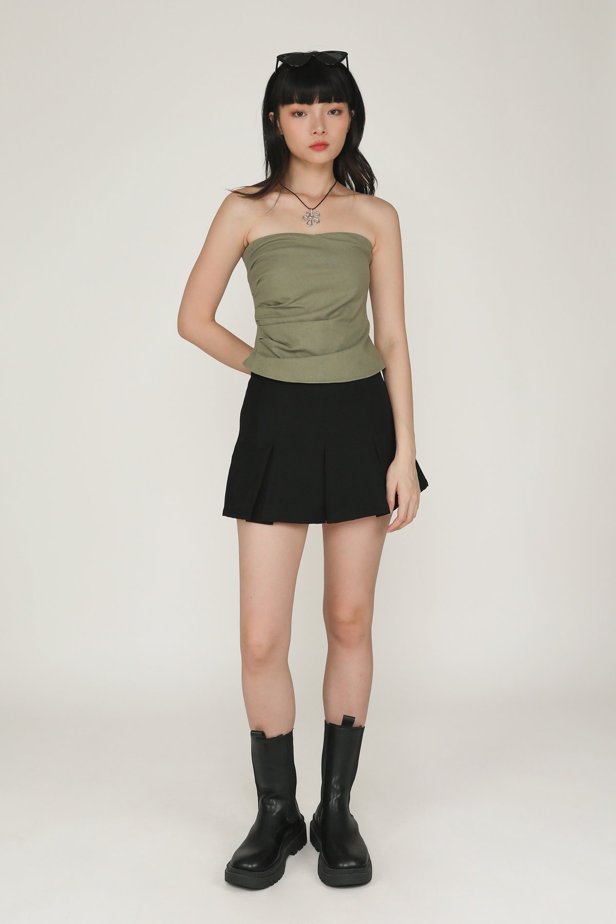 Narin Linen Tube Top (Olive)