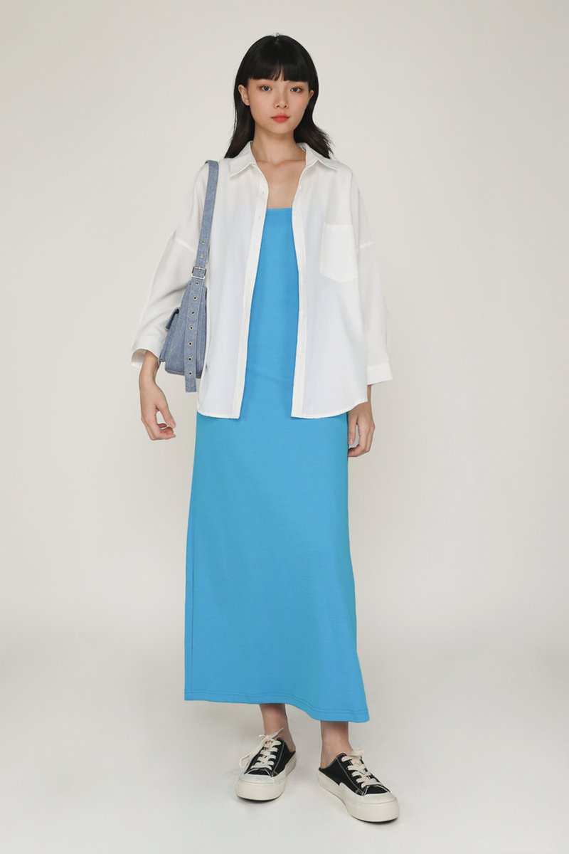 Solana Basic Maxi Dress (Azure Blue) | The Tinsel Rack