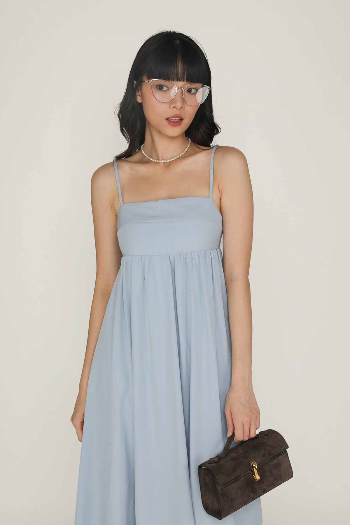 Alessia Tie Back Padded Maxi Dress (Light Blue)
