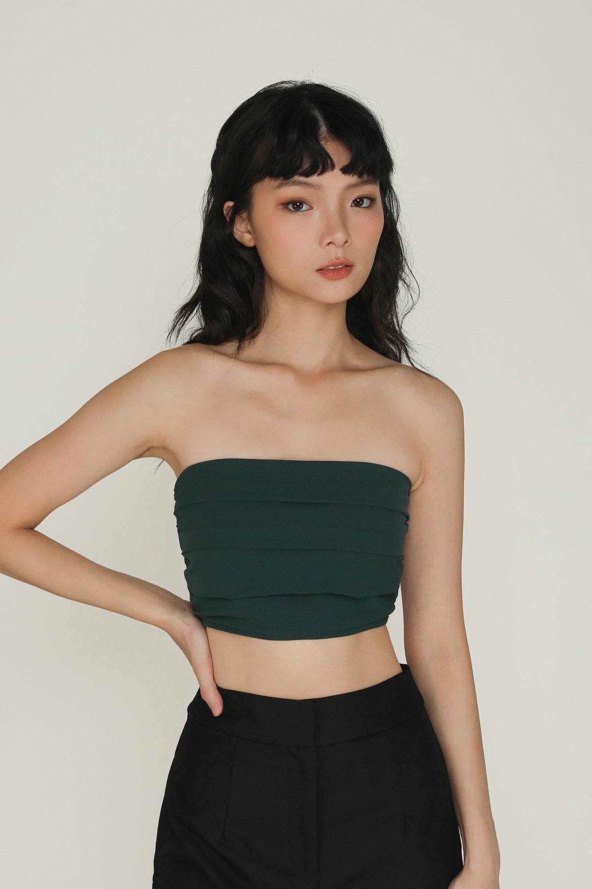 Lizzy Tiered Tube Top (Forest Green)