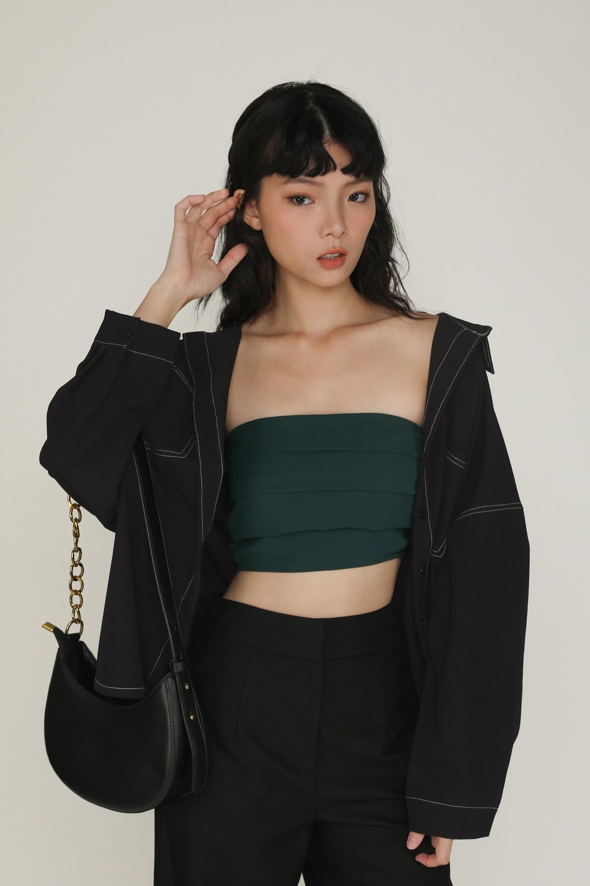 Lizzy Tiered Tube Top (Forest Green)