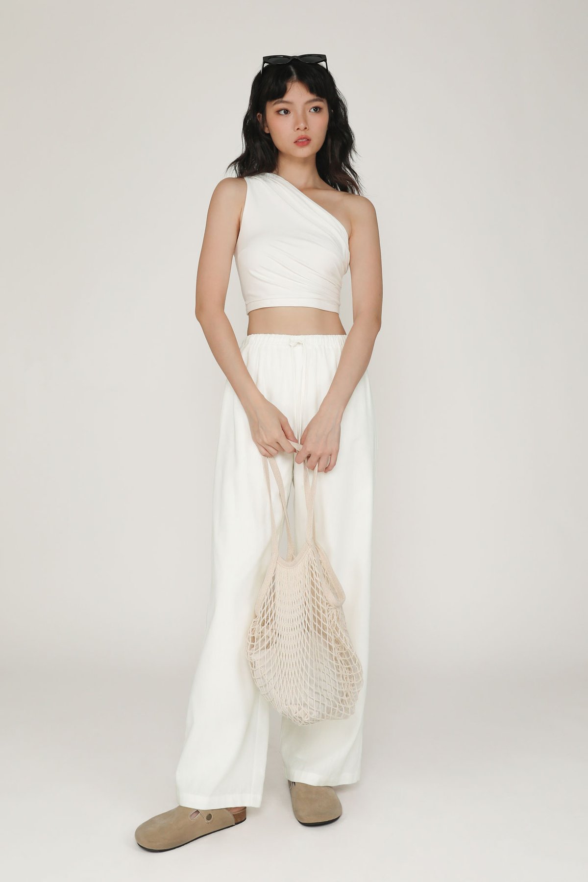 Ryna Ruched Toga Crop Top (Off White)