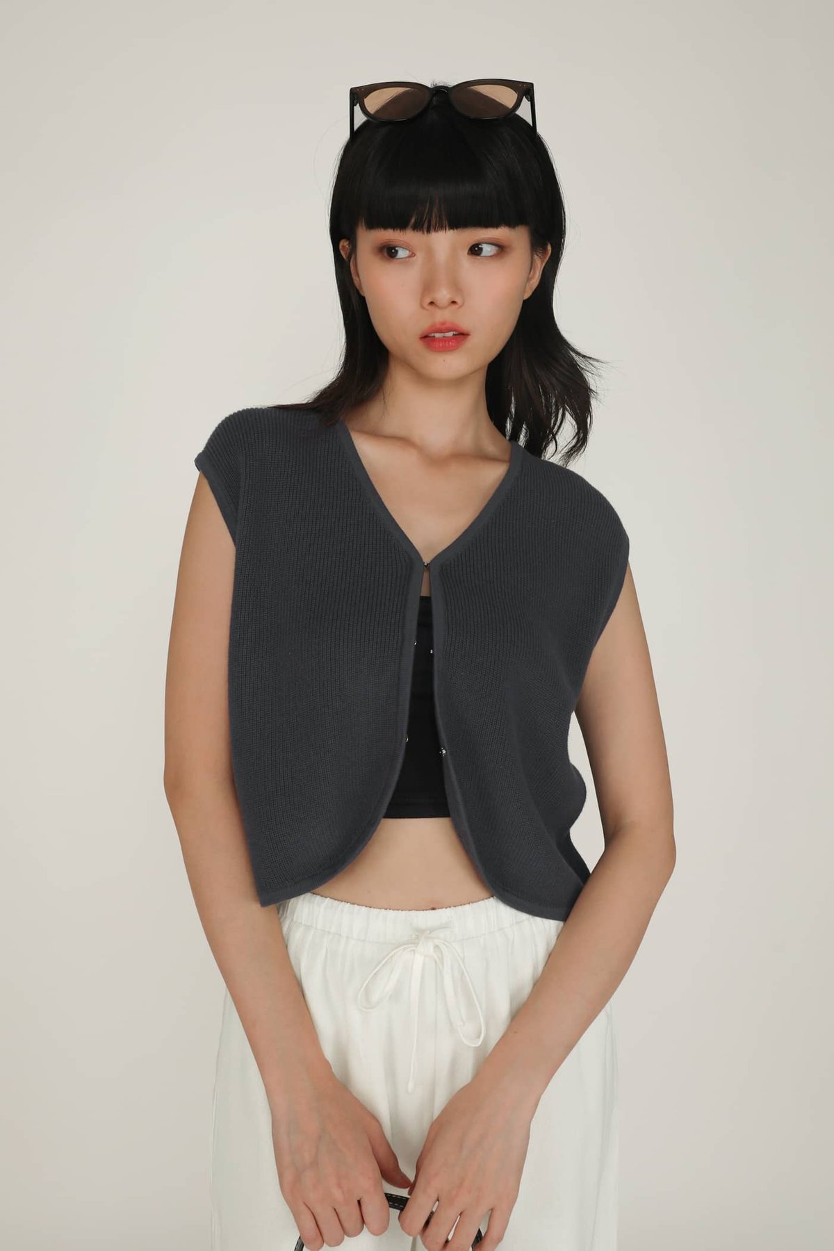 Yuki Knit Vest Top (Dark Grey)