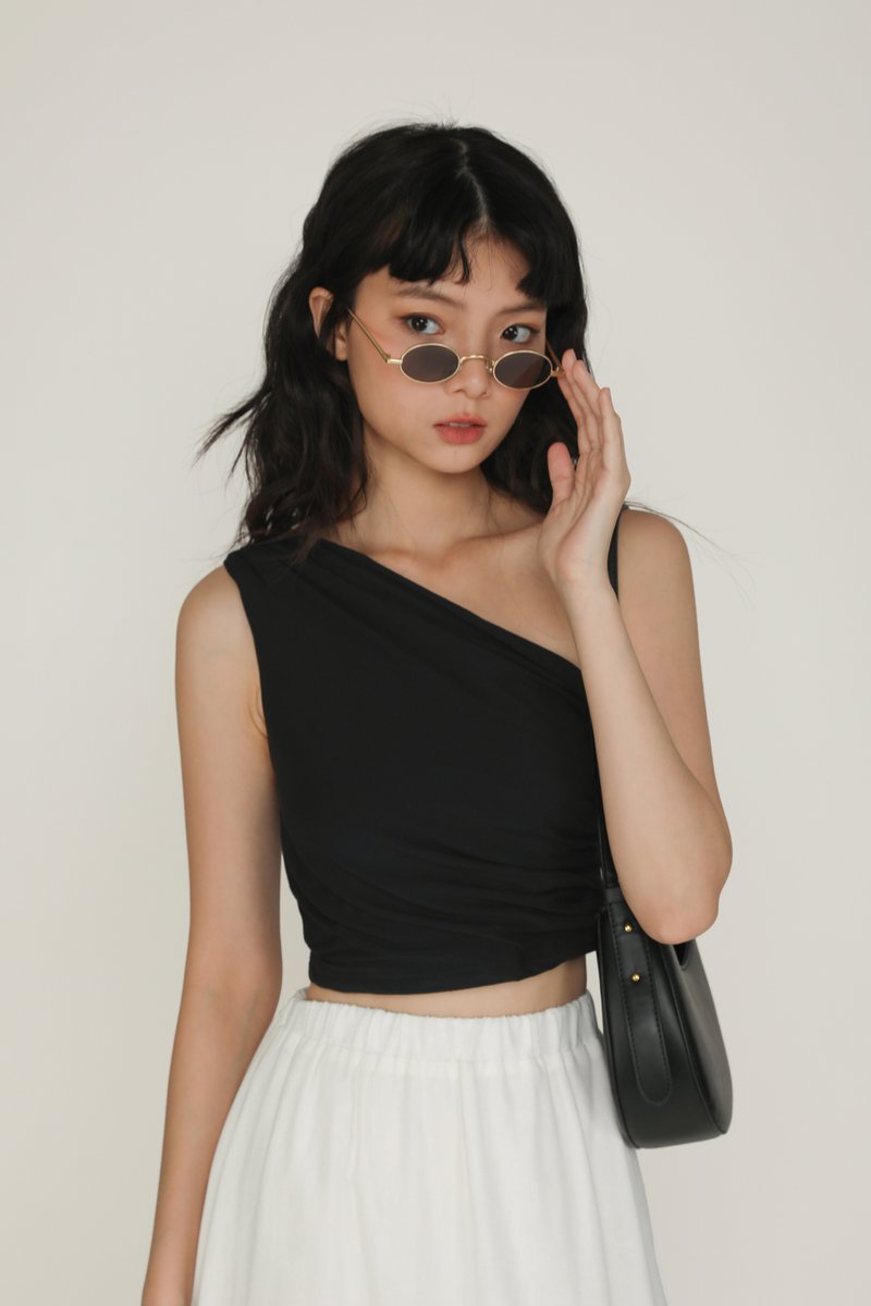 Perfection Washed Black Ruched Backless Tank Top