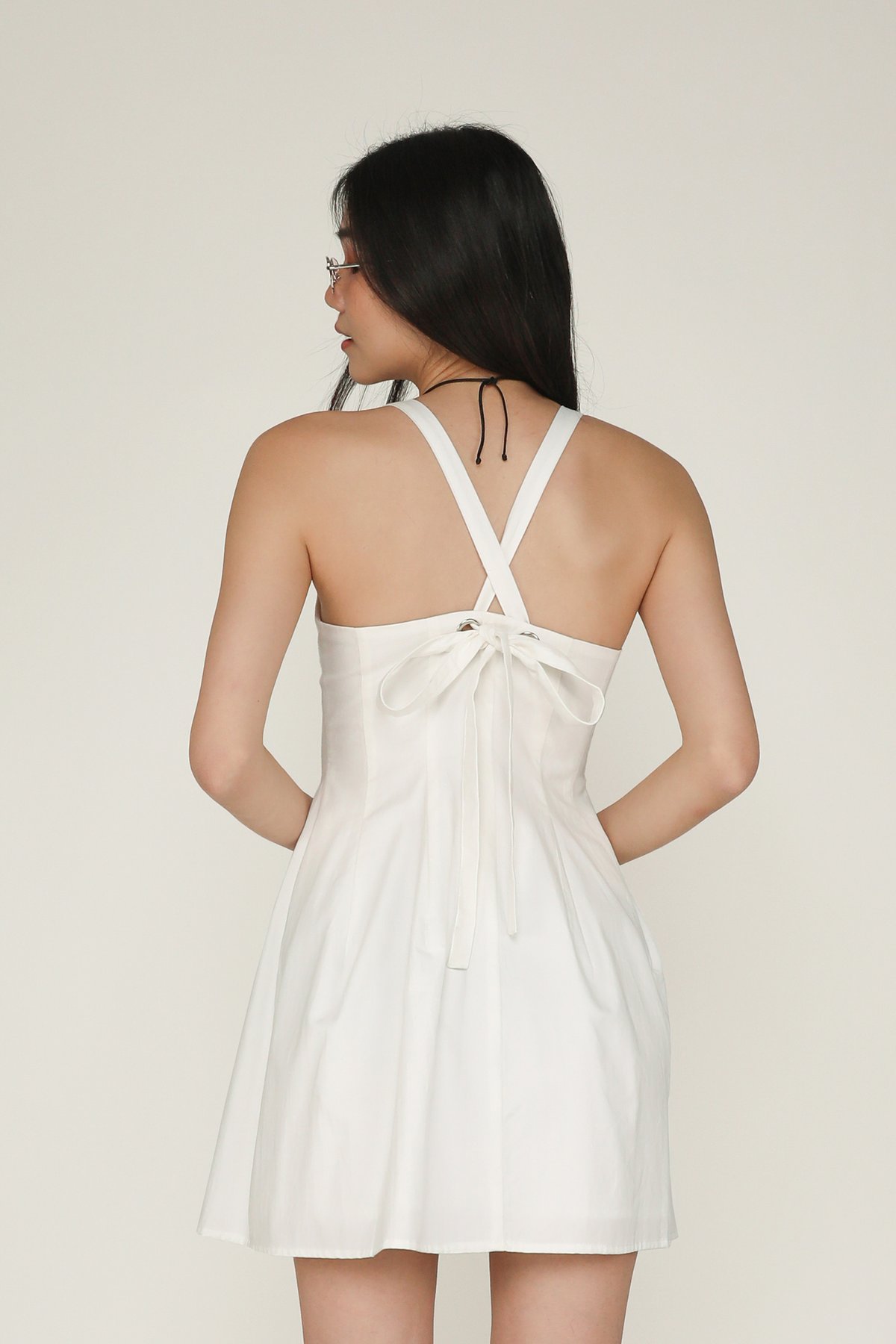 Alora Tie Back Mini Dress (White)