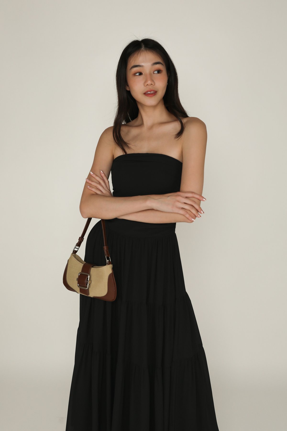 Chanelle Tube Padded Maxi Dress (Black)