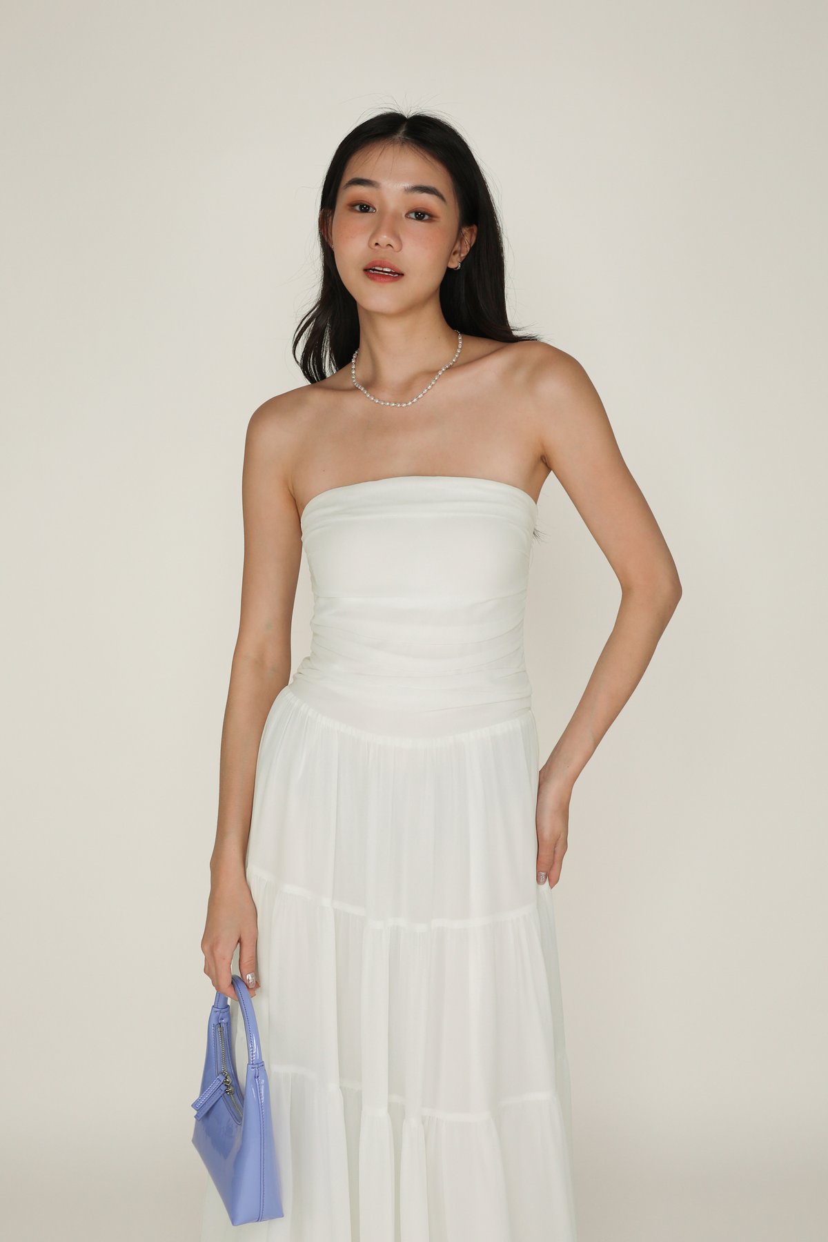 Chanelle Tube Padded Maxi Dress (White)
