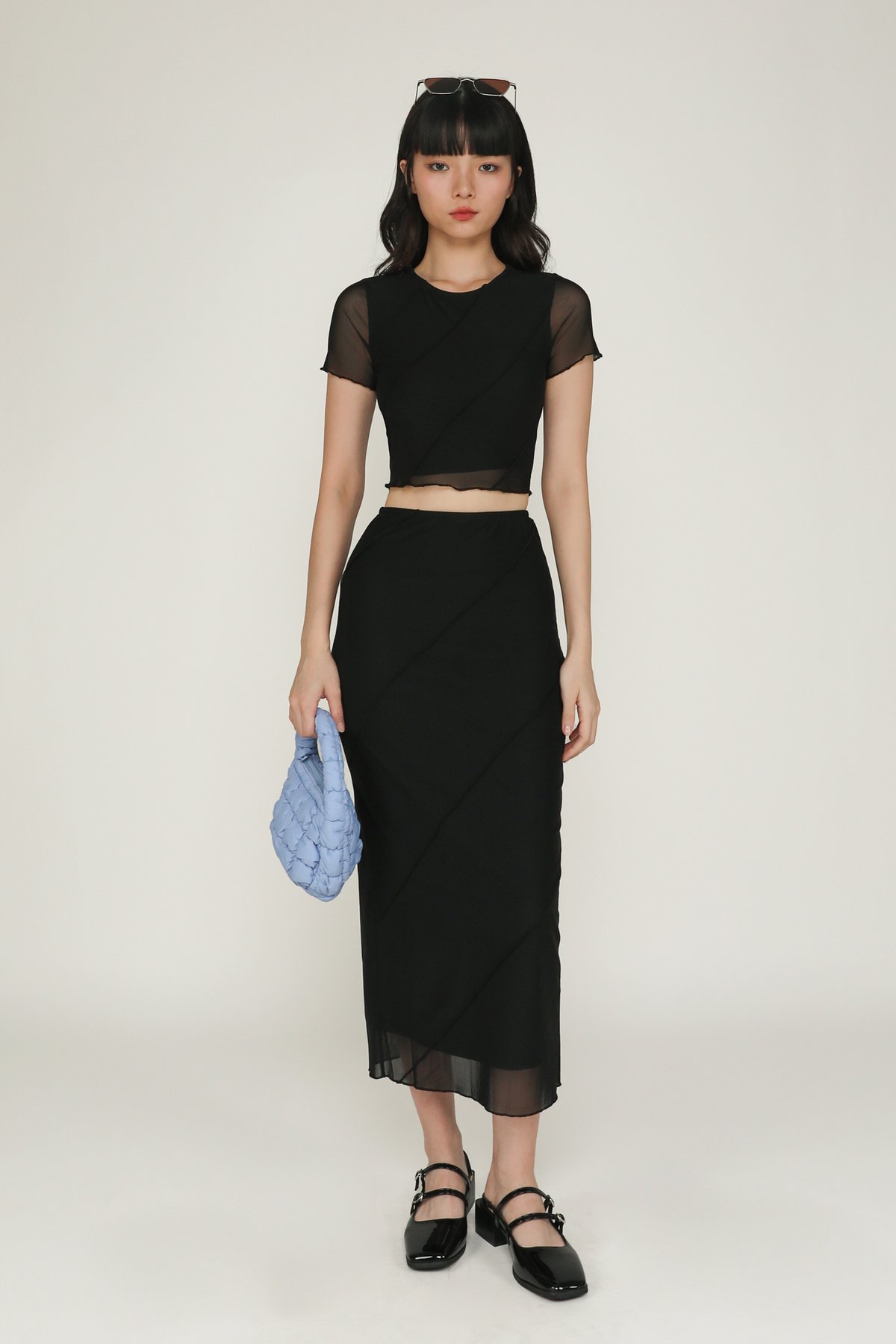 Clarice Mesh Midi Skirt (Black)