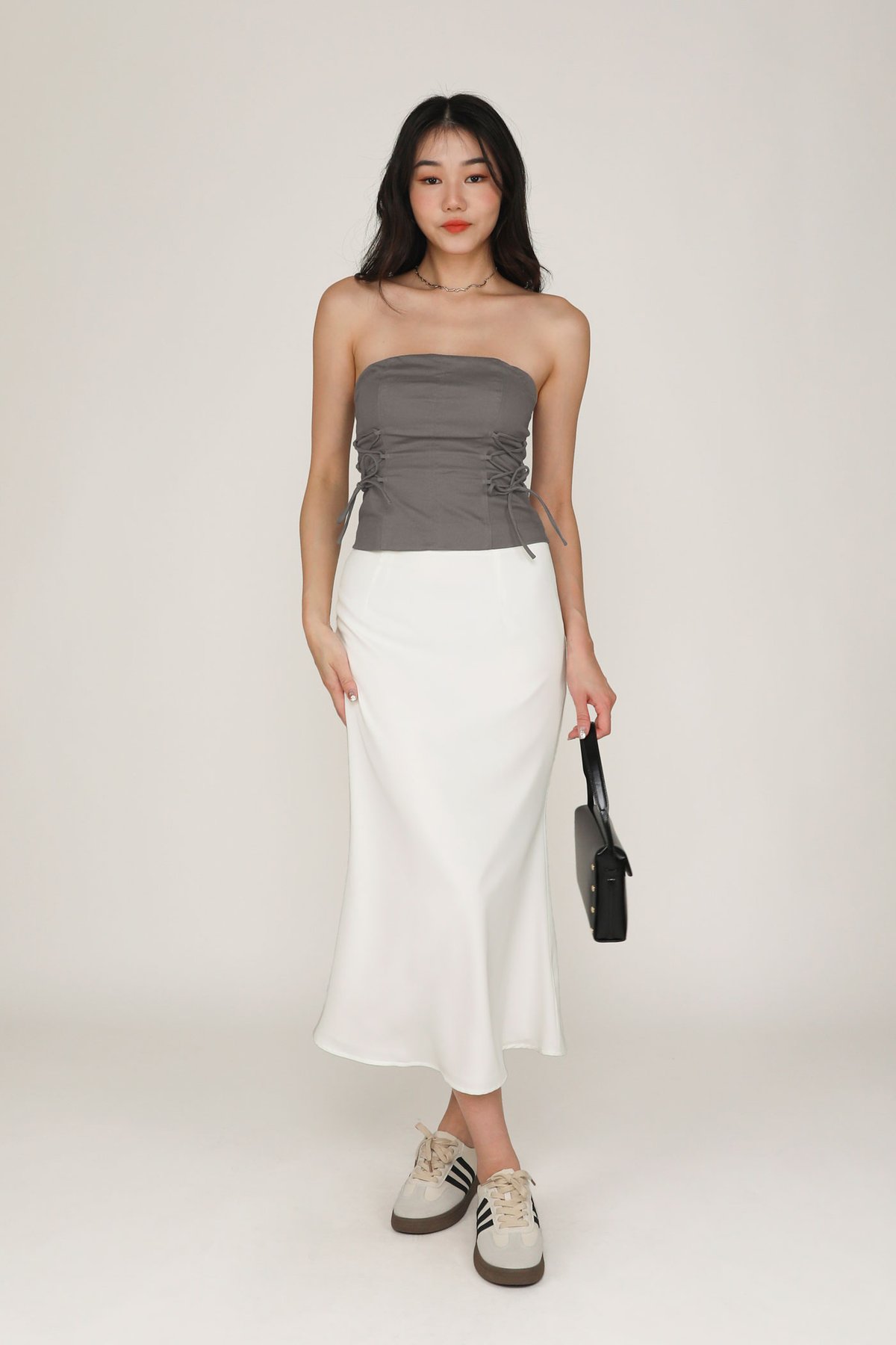 Gloria Fishtail Midi Skirt (White)