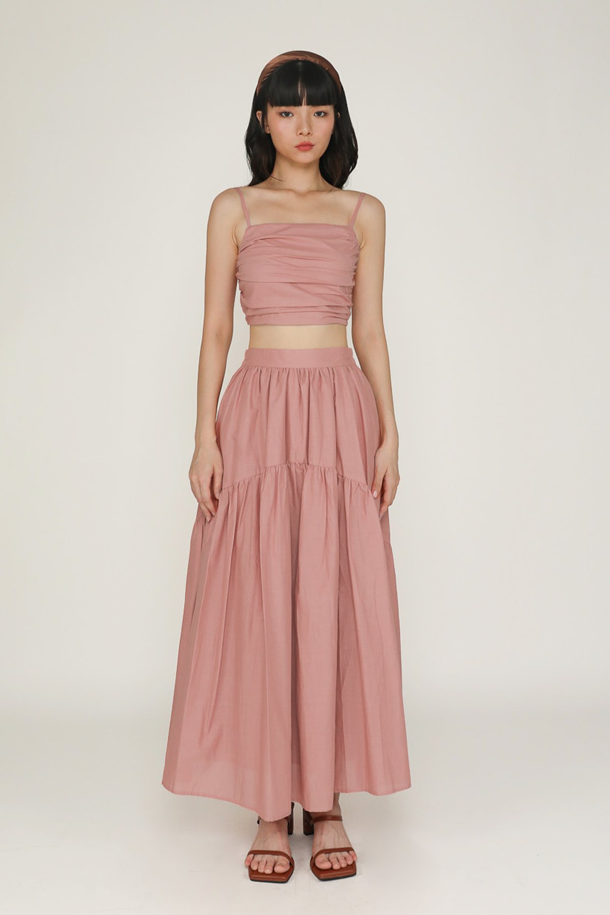 Isabella Tiered Maxi Skirt (Rose)