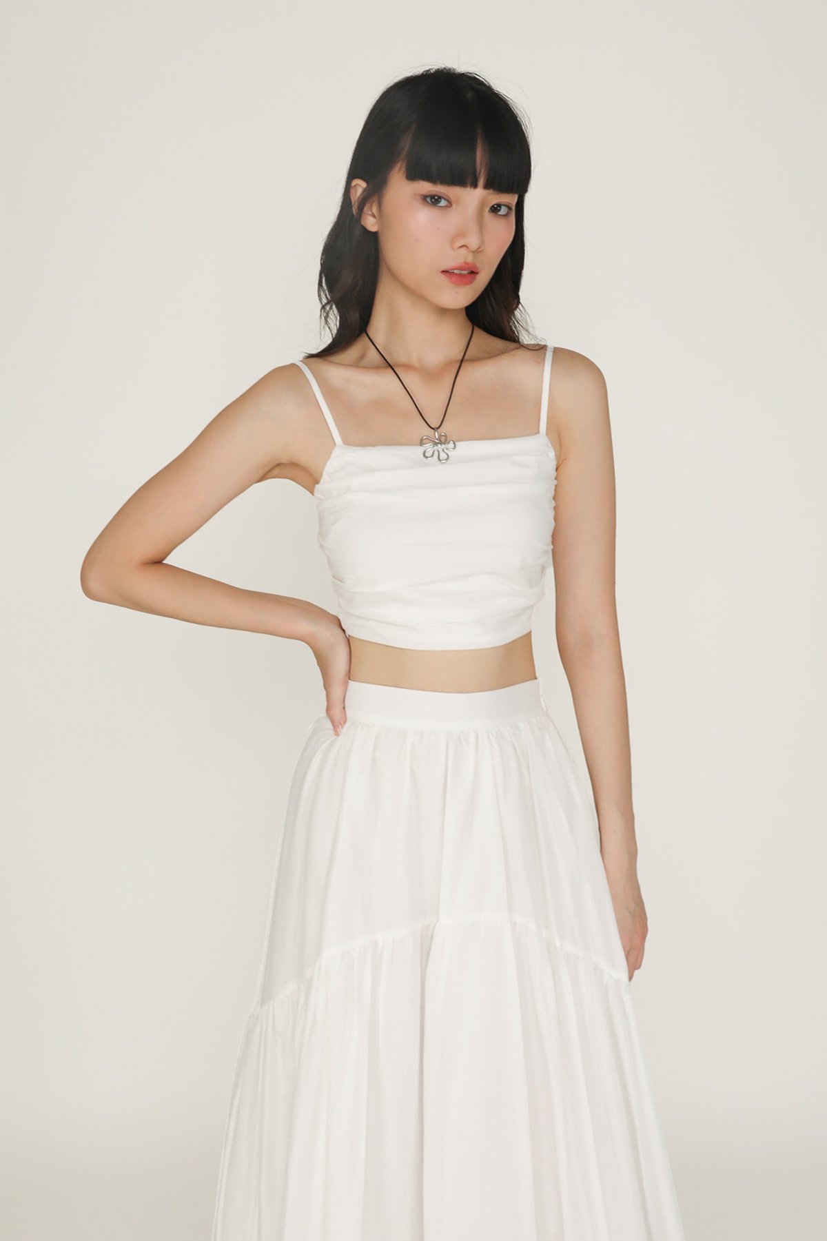 Isabella Tiered Maxi Skirt (White)