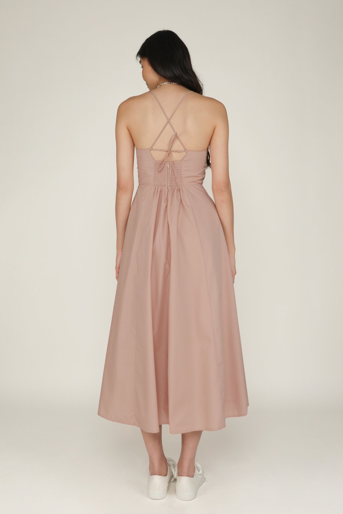Liliana Flare Padded Maxi Dress (Blush Pink)