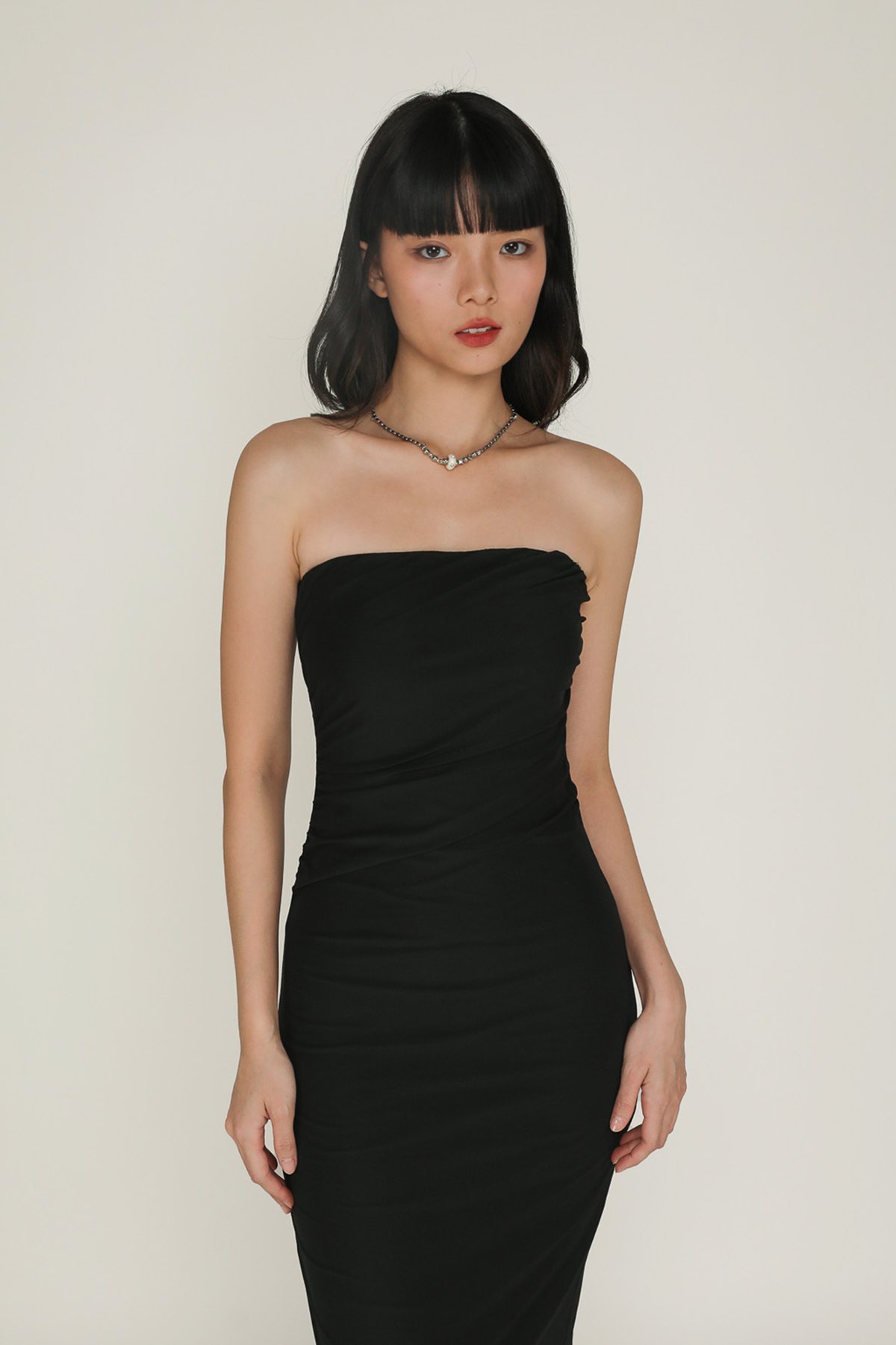Martina Mesh Tube Padded Dress (Black)