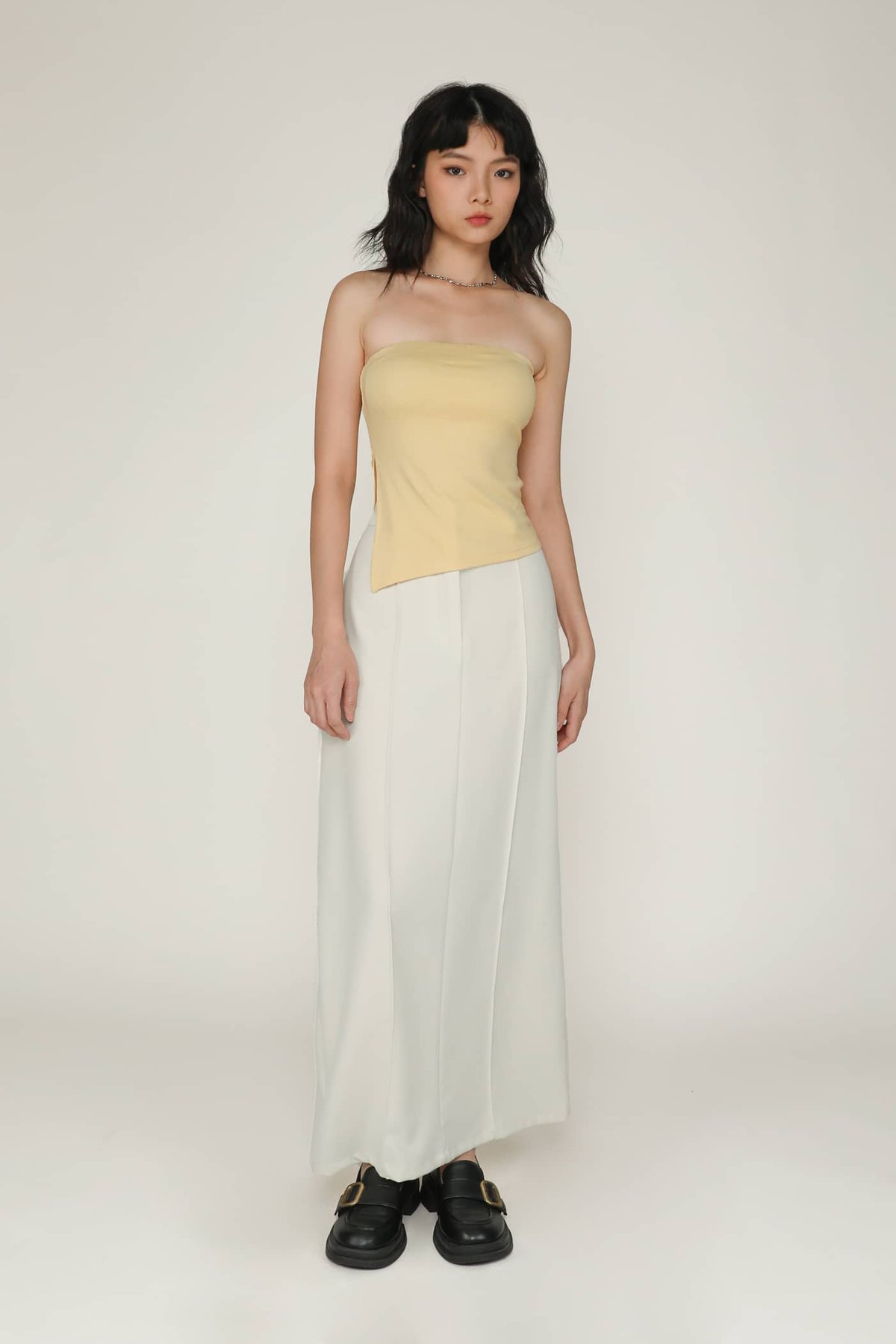Ronni Asymmetrical Padded Tube Top (Butter)