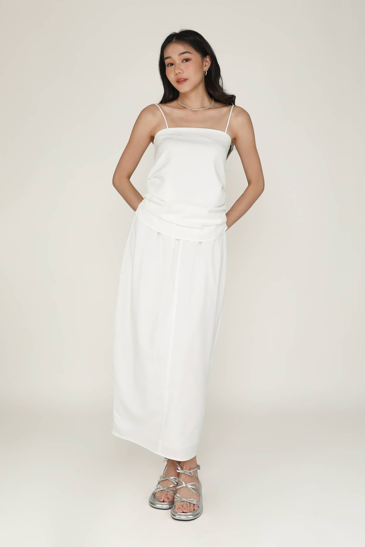 Valerie Textured Maxi Skirt (White)