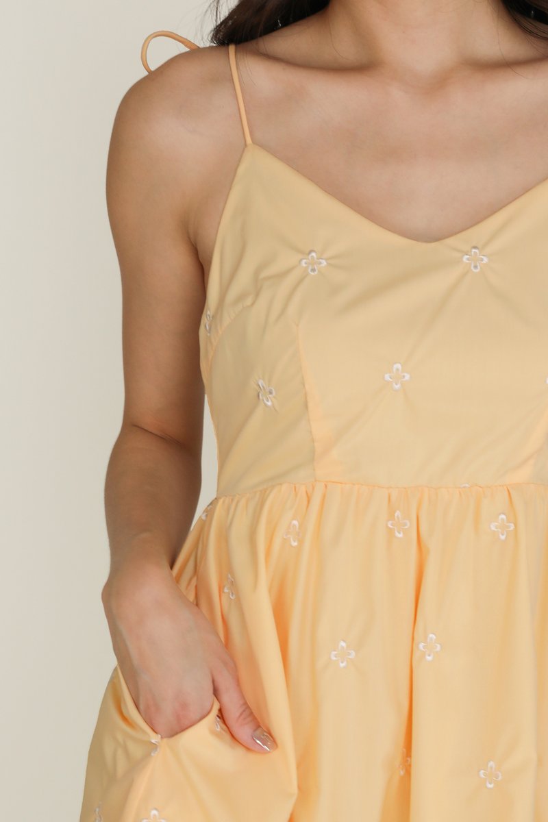 Satin Cami with Embroidery - Yellow embroidery