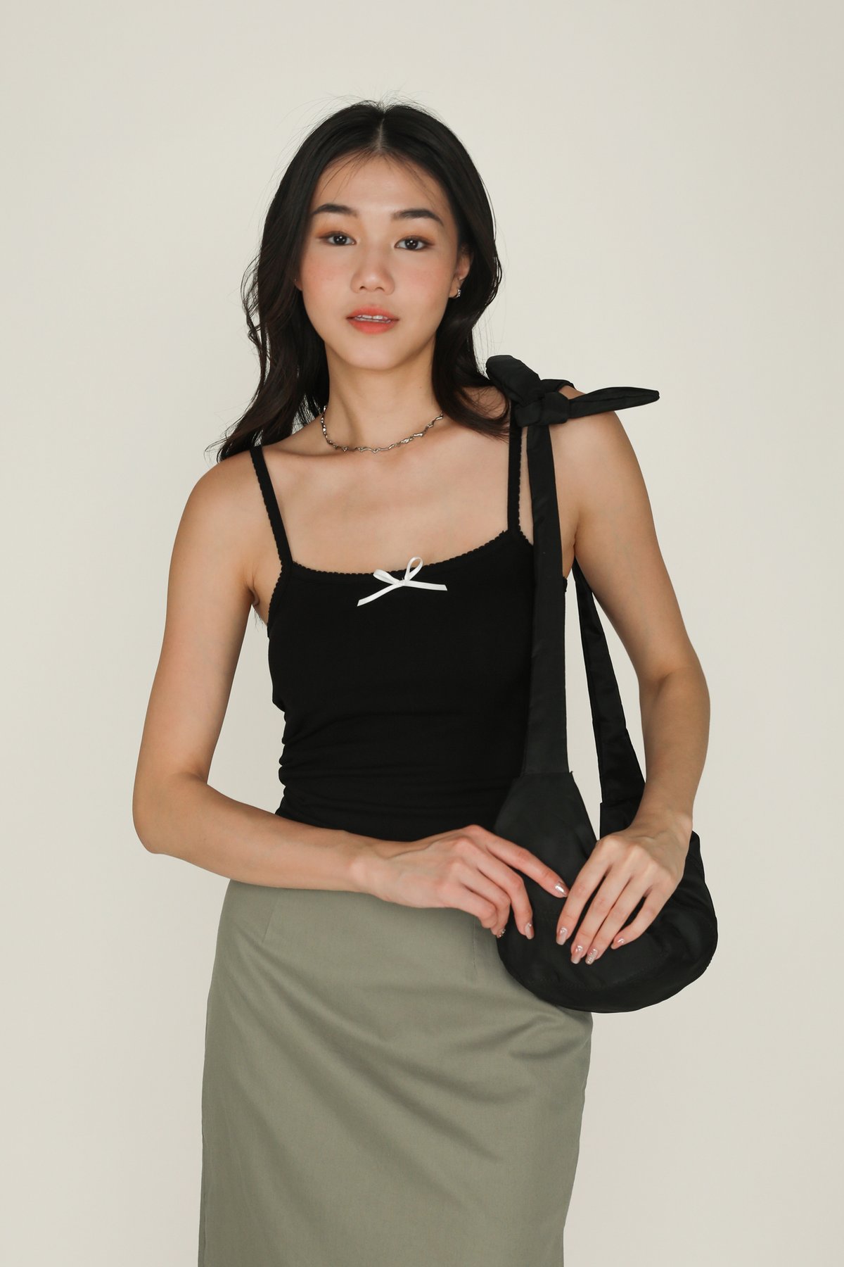 Leith Ribbon Padded Top (Black)