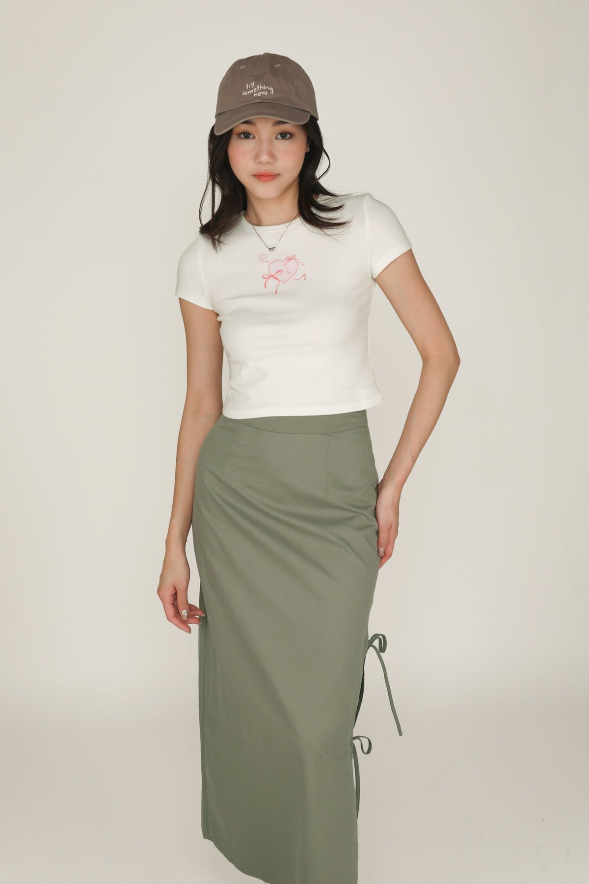 Valentia Ribbon Midi Skirt (Dusty Sage)