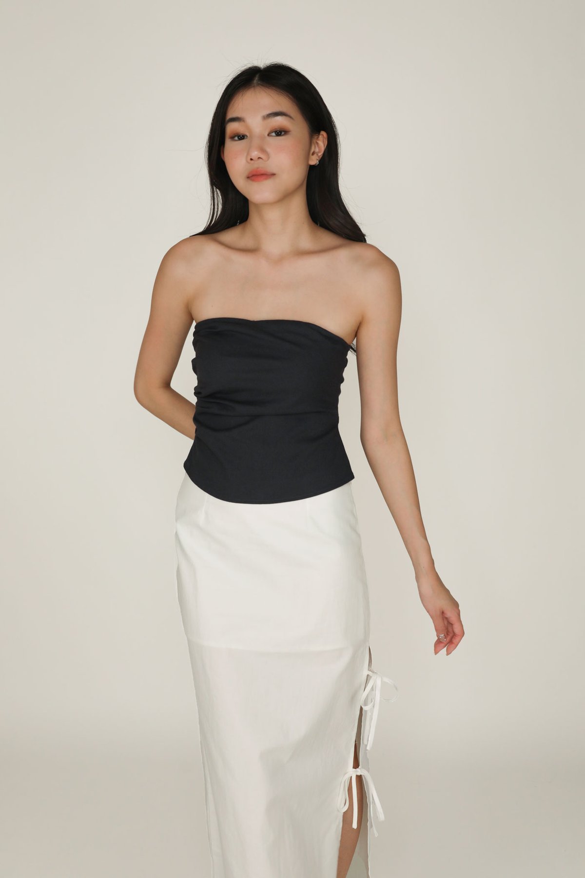 Valentia Ribbon Midi Skirt (White)