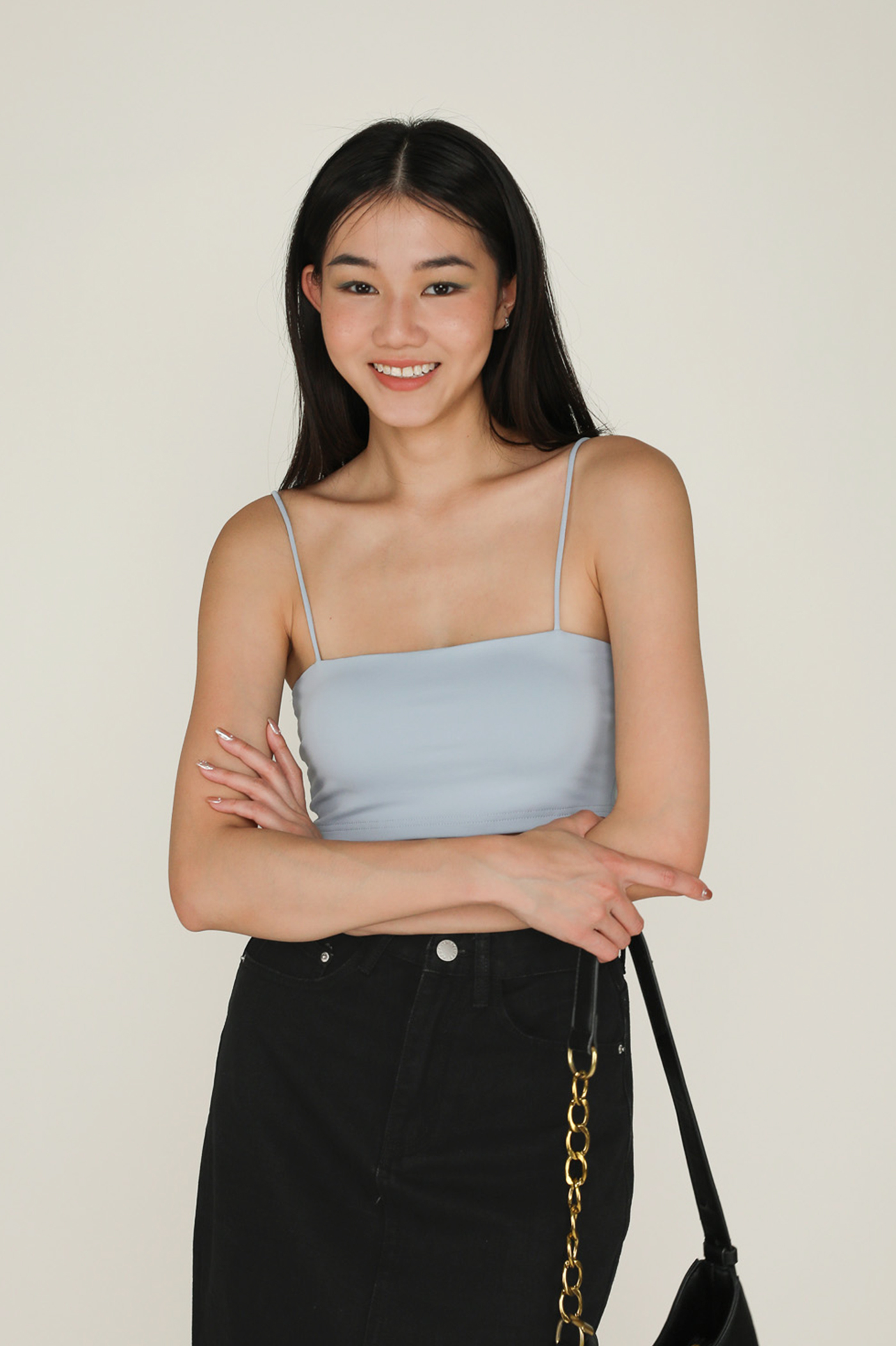Jalen Basic Crop Padded Top (Blue) The Tinsel Rack