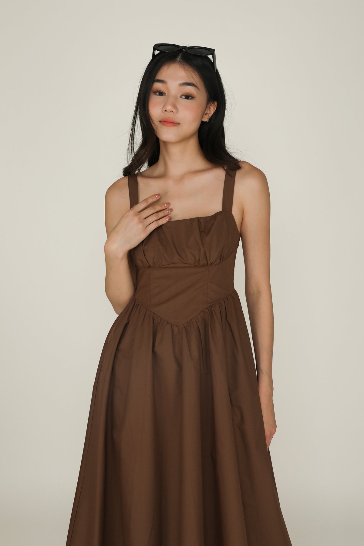Francine Corset Maxi Dress (Brown)