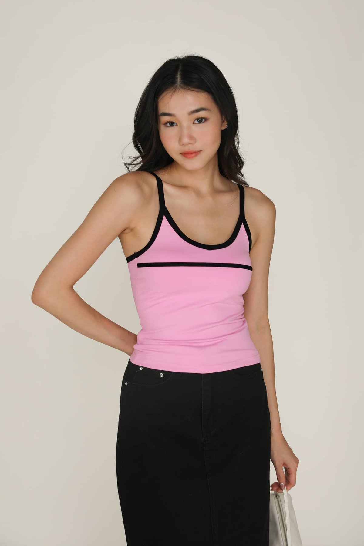 Robyn Contrast Padded Top (Pink)