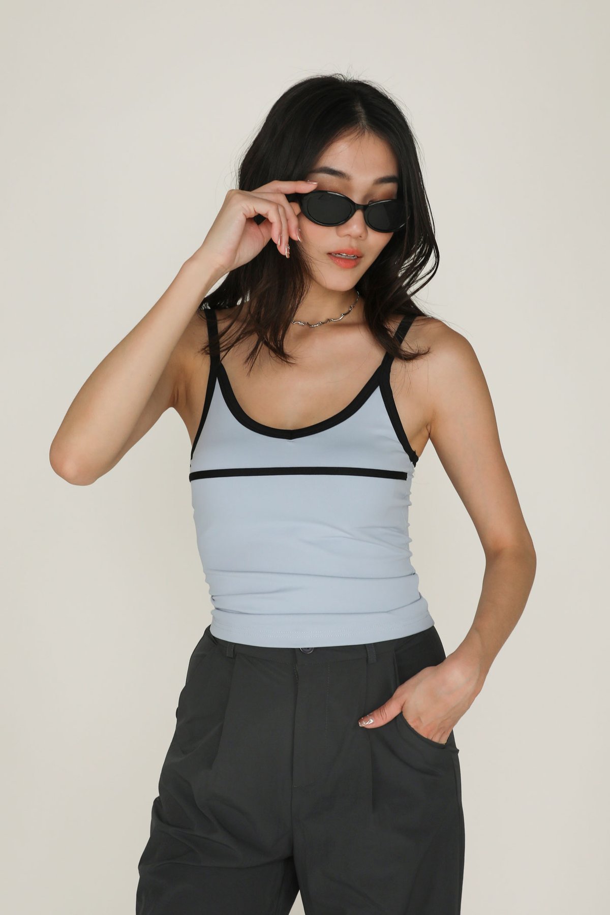 Robyn Contrast Padded Top (Blue)