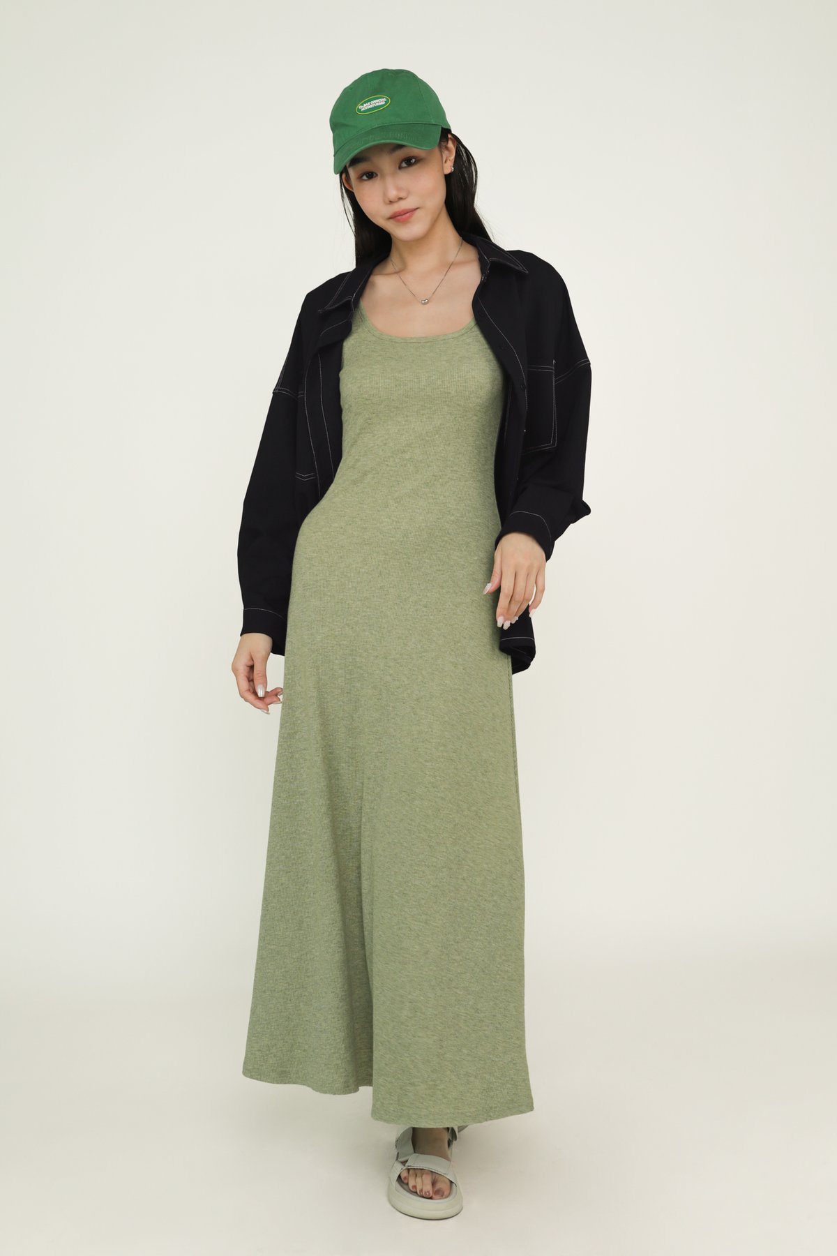 Alva Basic Jersey Maxi Dress (Sage Green)