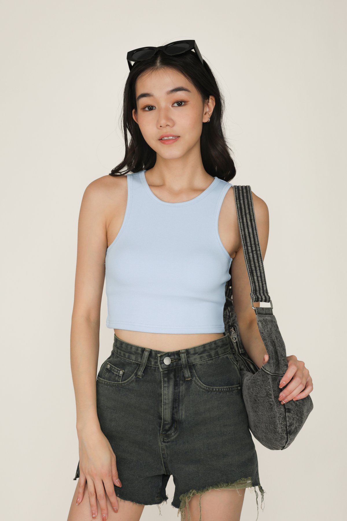 Laurie Racercut Padded Top (Baby Blue)