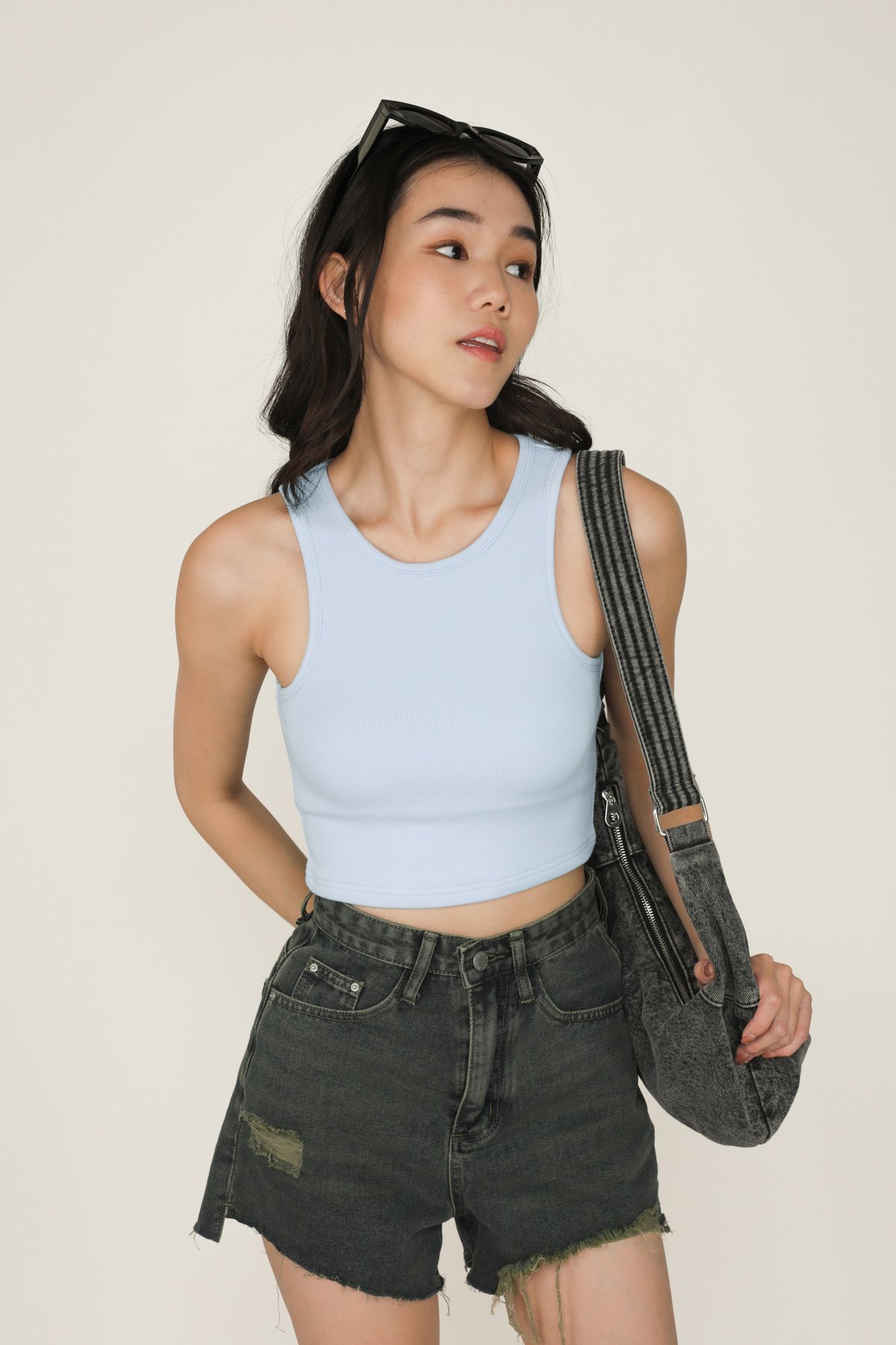 Laurie Racercut Padded Top (Baby Blue)