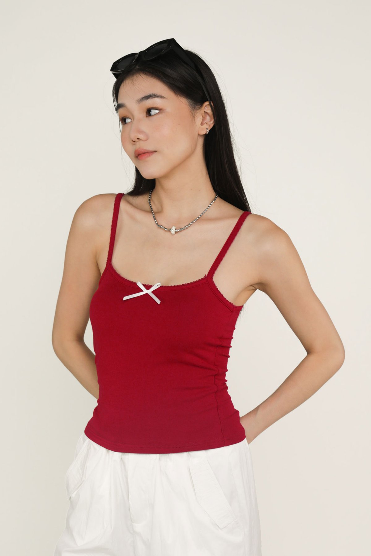Leith Ribbon Padded Top (Cherry)