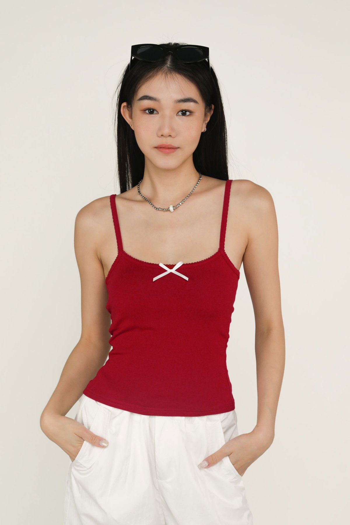 Leith Ribbon Padded Top (Cherry)