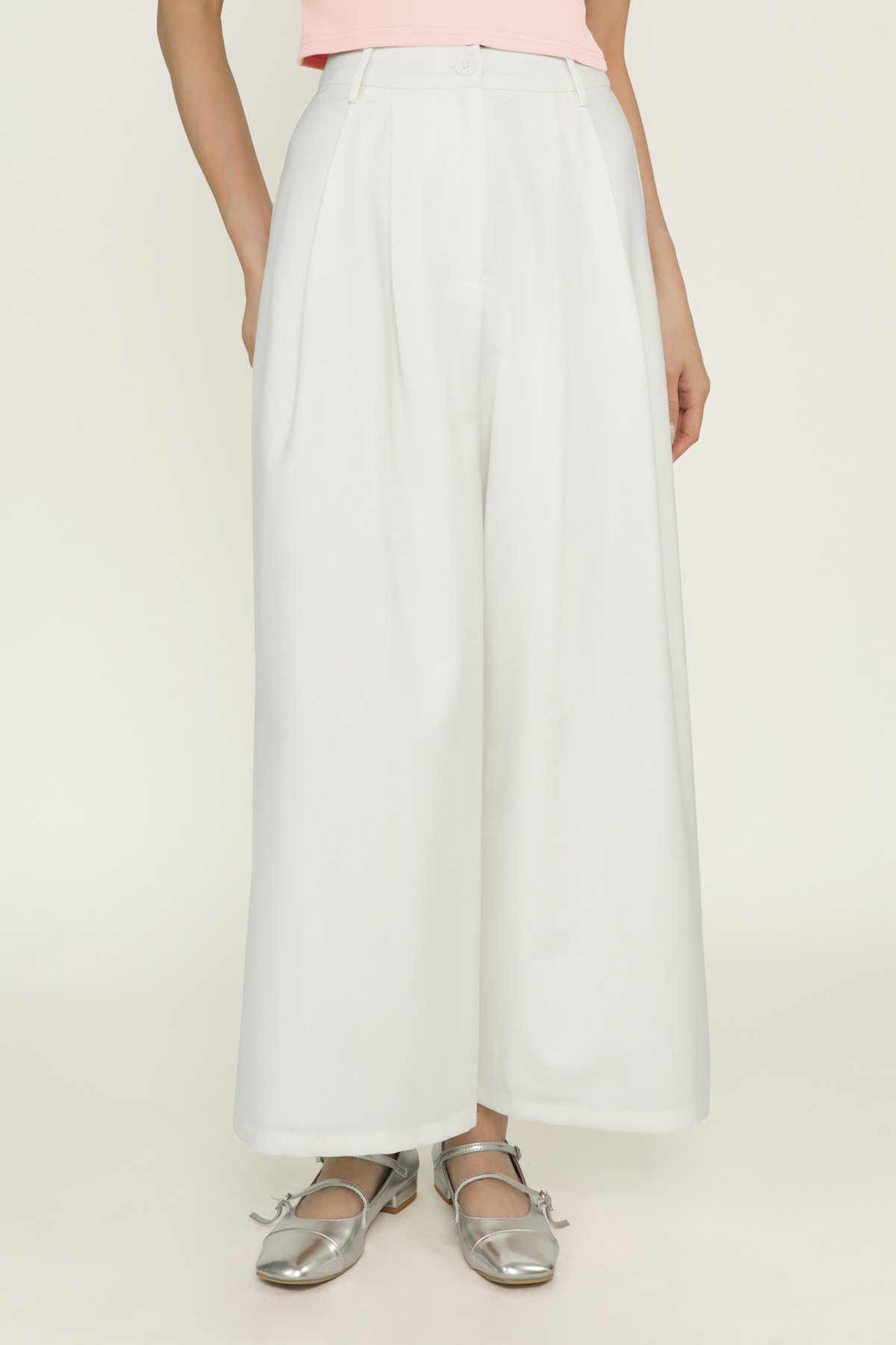 Zena Tailored Pleated Pants (White)