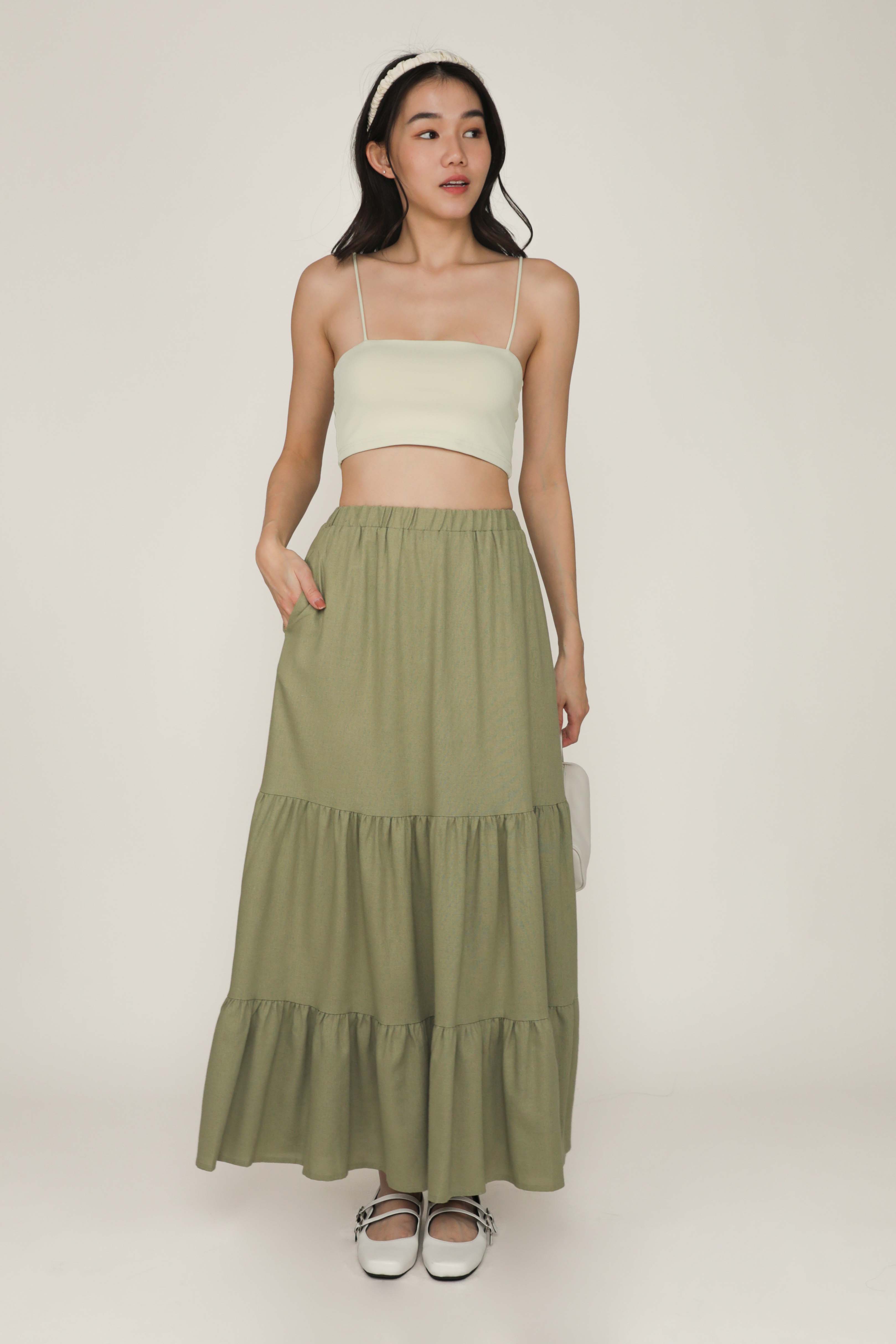 Tiered linen skirt discount