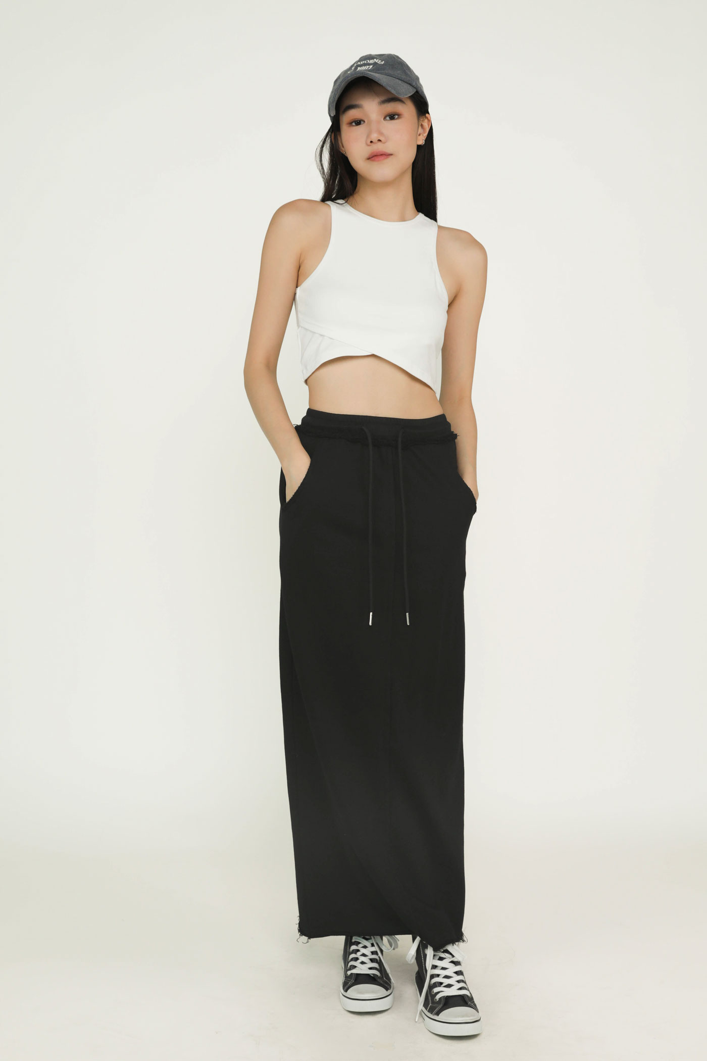 Keith Raw Hem Jersey Skirt Black The Tinsel Rack